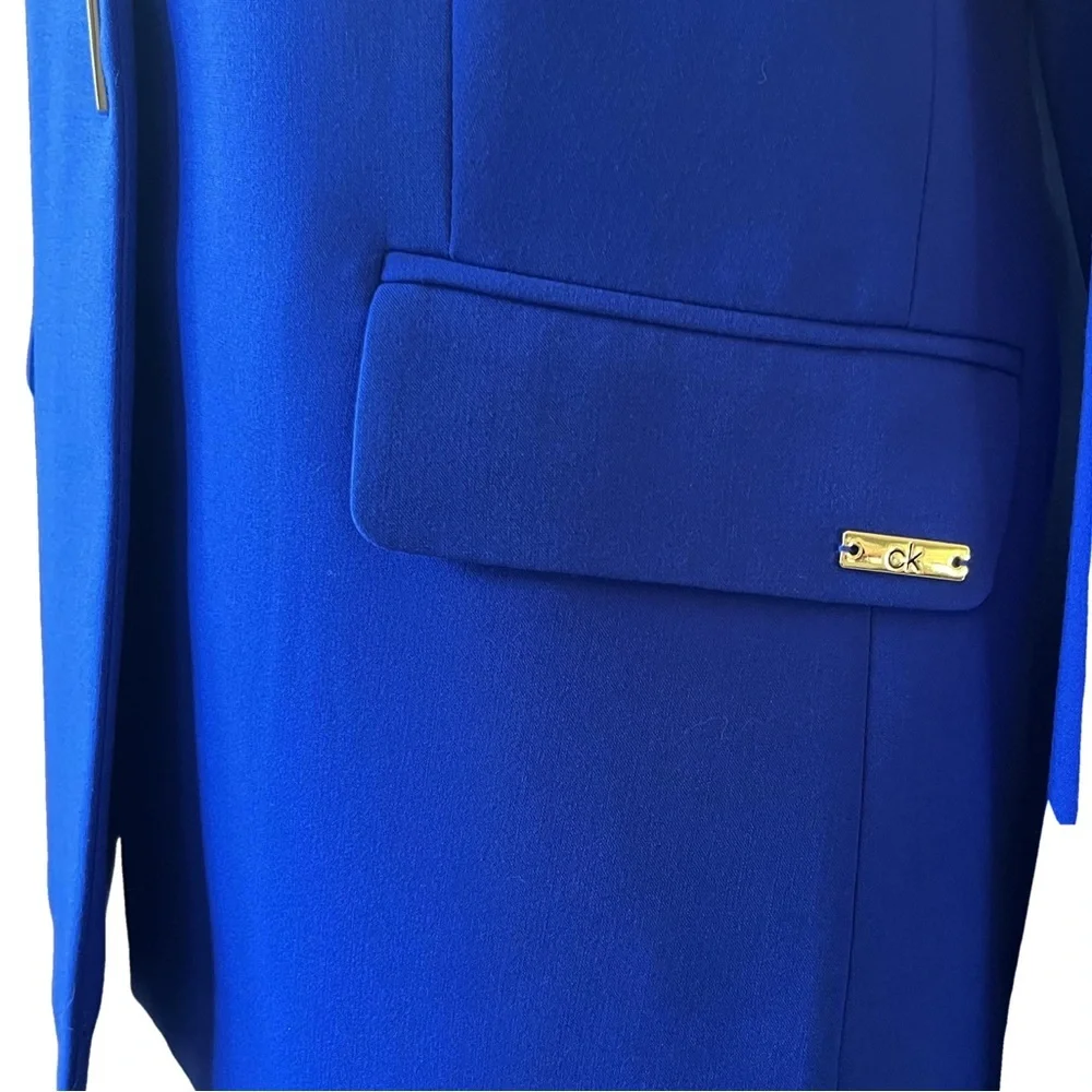 Calvin Klein Royal Blue Tailored Suit Jacket with Silver Bar Closure| Petite 12